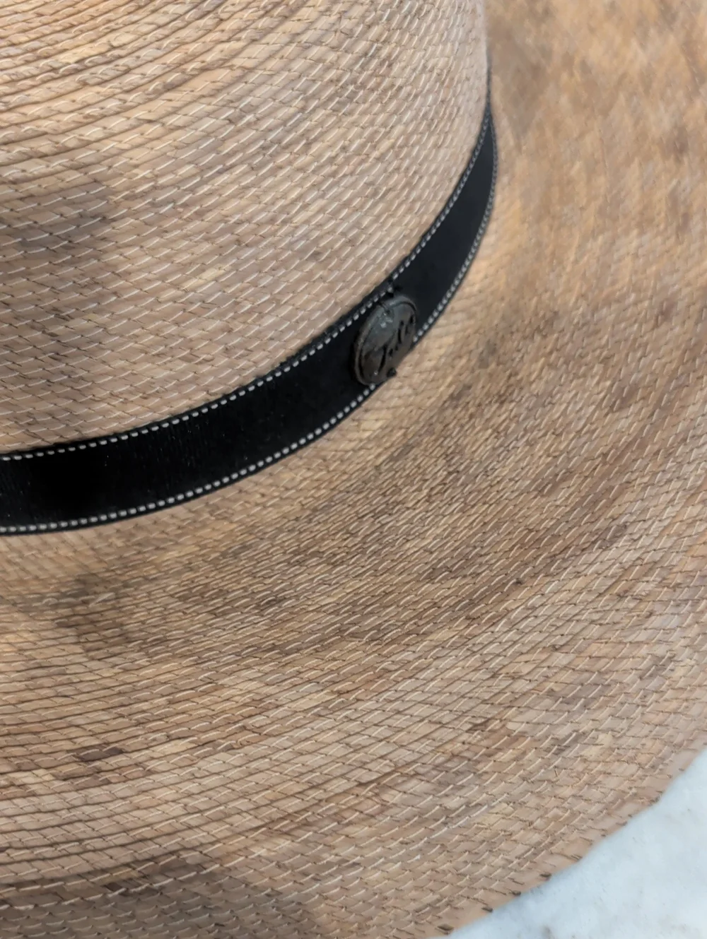 Wide Brim Straw Sun Hat with Black Ribbon - Picture 3 of 7